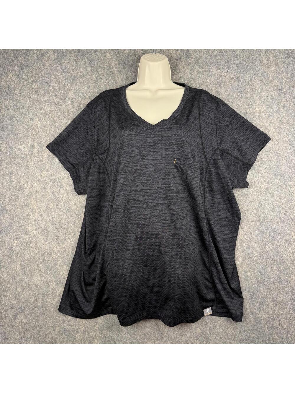 Ariat Rebar Evolve Short Sleeve V Neck Shirt Pen Pocket Black Women Size 3X 499